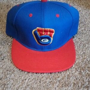 Blue and Red Snapback Hat with Contrast Stitching